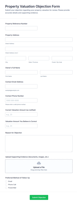 Property Valuation Objection Form Template