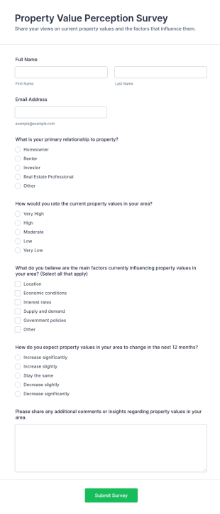 Property Value Perception Survey Form Template