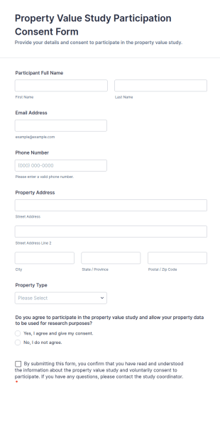 Property Value Study Participation Consent Form Template