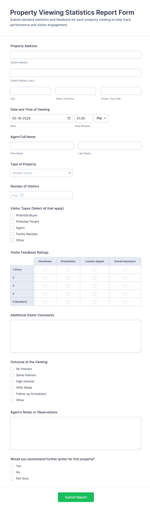 Property Viewing Statistics Report Form Template
