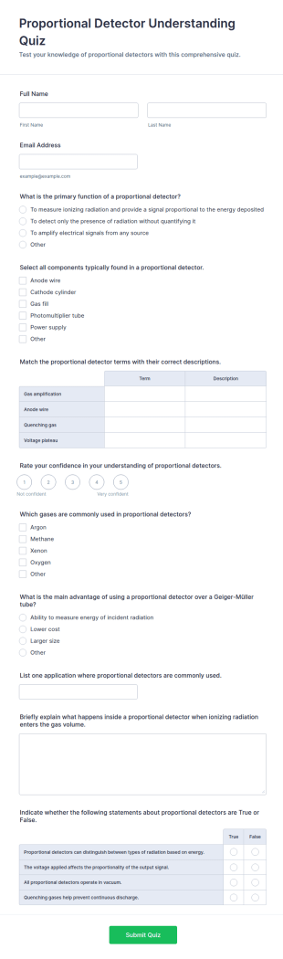 Proportional Detector Understanding Quiz Form Template