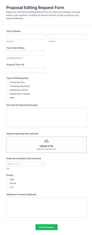 Proposal Editing Request Form Template