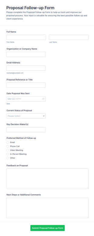 Proposal Follow Up Form Template