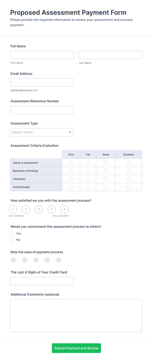 Proposed Assessment Payment Form Template