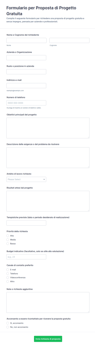 Proposta Di Progetto Form