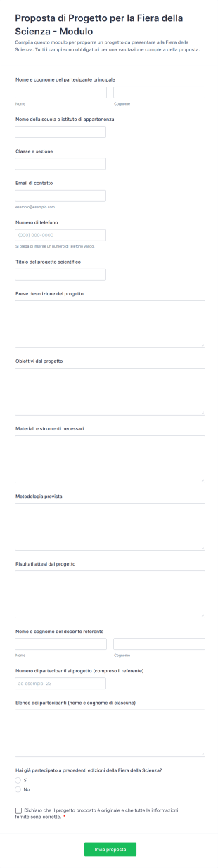 Proposta Di Progetto Per La Fiera Della Scienza Modulo
