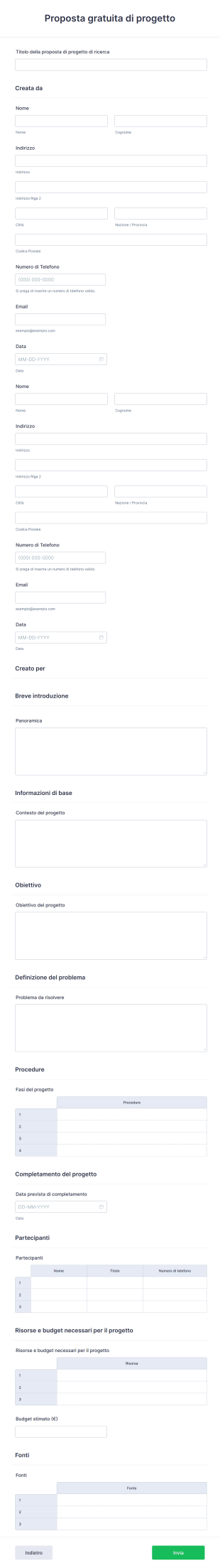 Proposta Gratuita Di Progetto Form Template