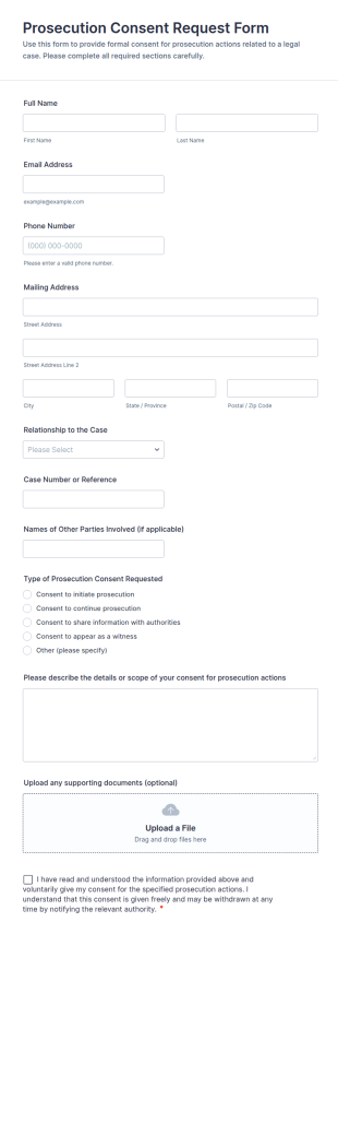 Prosecution Consent Request Form Template
