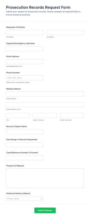 Prosecution Records Request Form Template