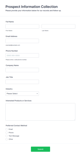 Prospect Information Collection Form Template
