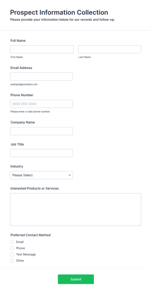 Prospect Information Collection Form Template