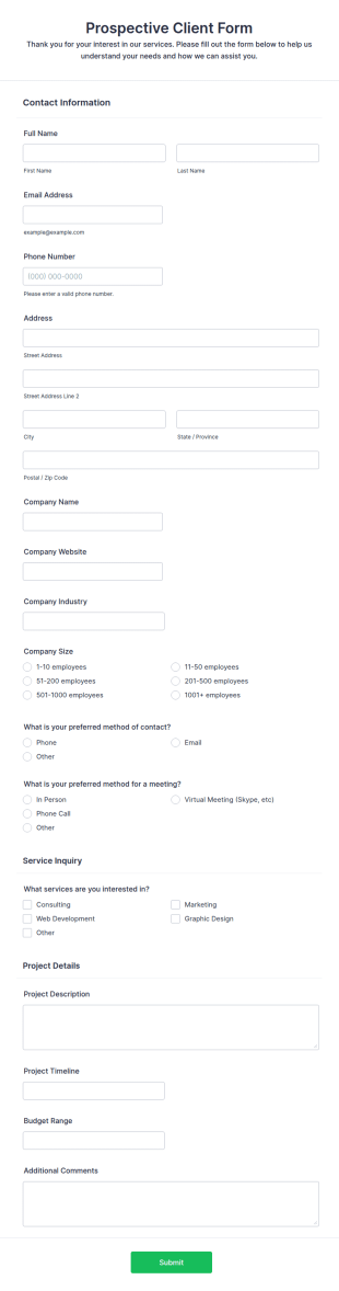 Prospective Client Form Template