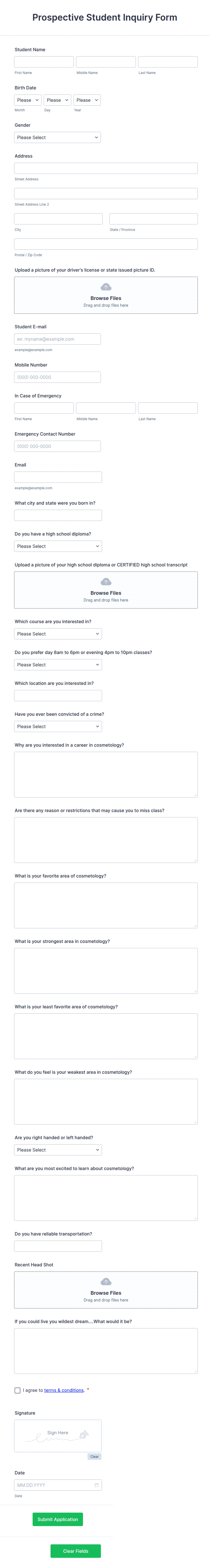 Prospective Student Inquiry Form Template | Jotform