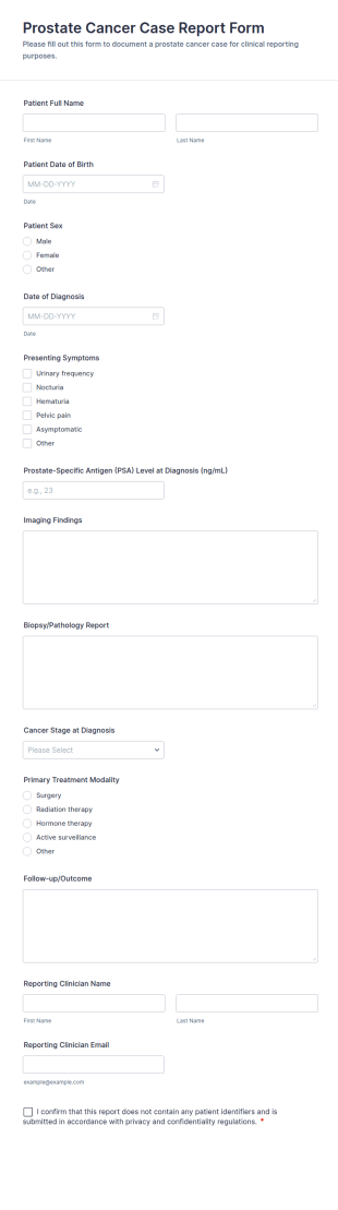 Prostate Cancer Case Report Form Template