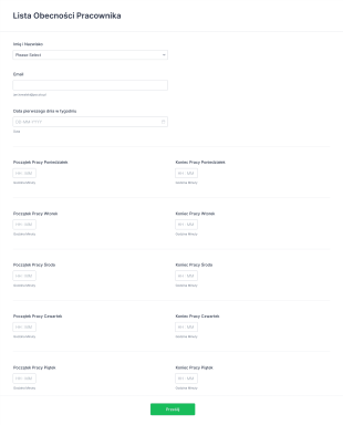 Prosty Formularz Listy Obecności Form Template