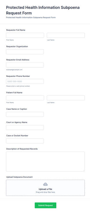 Protected Health Information Subpoena Request Form Template
