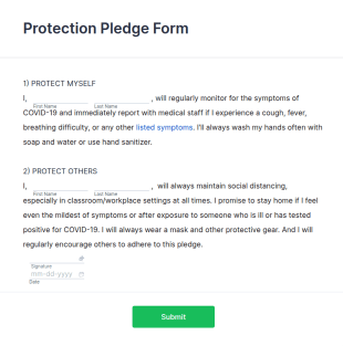 Protection Pledge Form Template