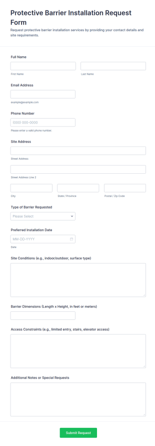 Protective Barrier Installation Request Form Template