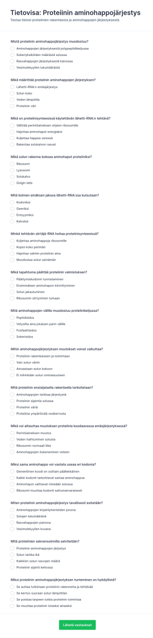 Proteiinisekvensoinnin Tietokilpailu