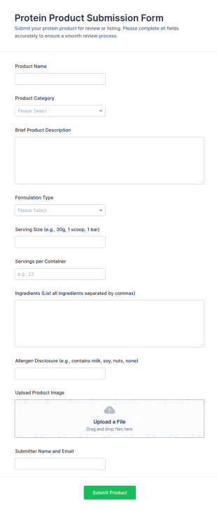 Protein Product Submission Form Template