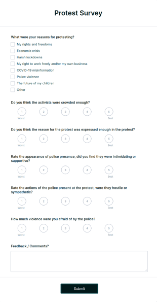 Protest Survey Form Template