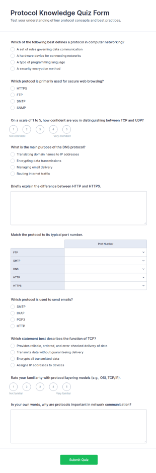 Protocol Knowledge Quiz Form Template