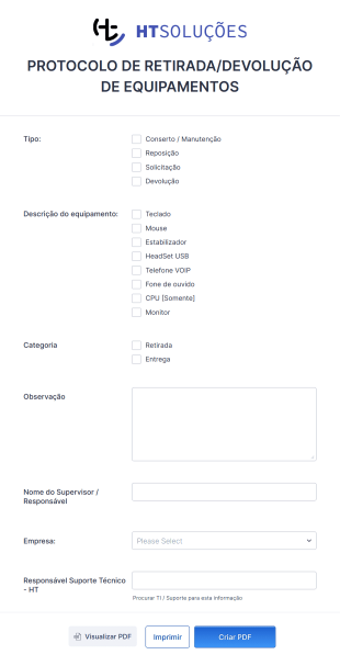 Protocolo De Retirada/Devolução De Equipamentos Ht