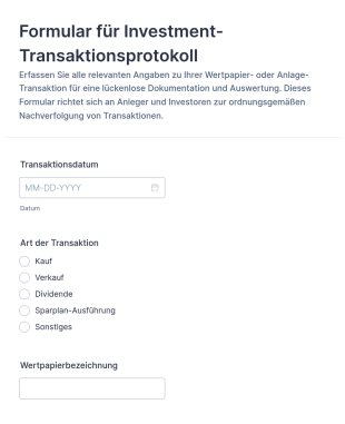 Protokoll Für Anlage Transaktionen