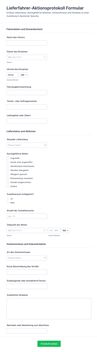 Protokoll Für Fahreraktionen