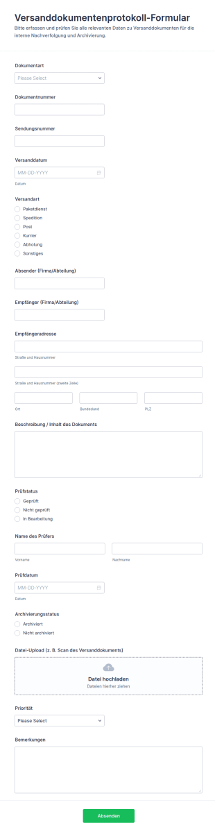 Protokoll Für Versanddokumente