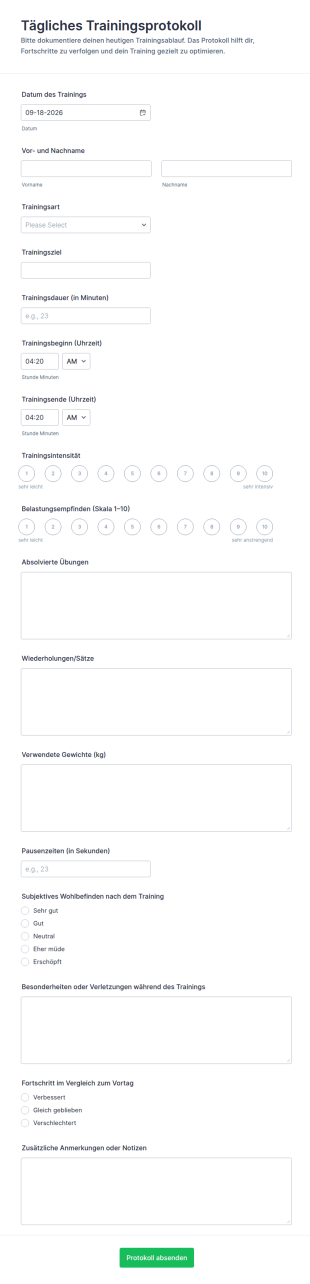 Protokoll Zum Täglichen Training
