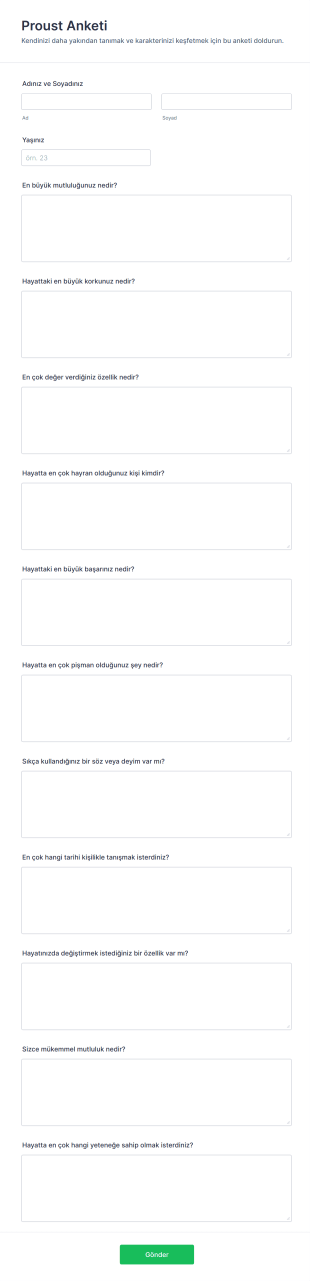 Proust Anketi Form Şablonu