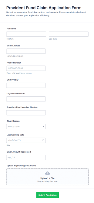 Provident Fund Claim Application Form Template