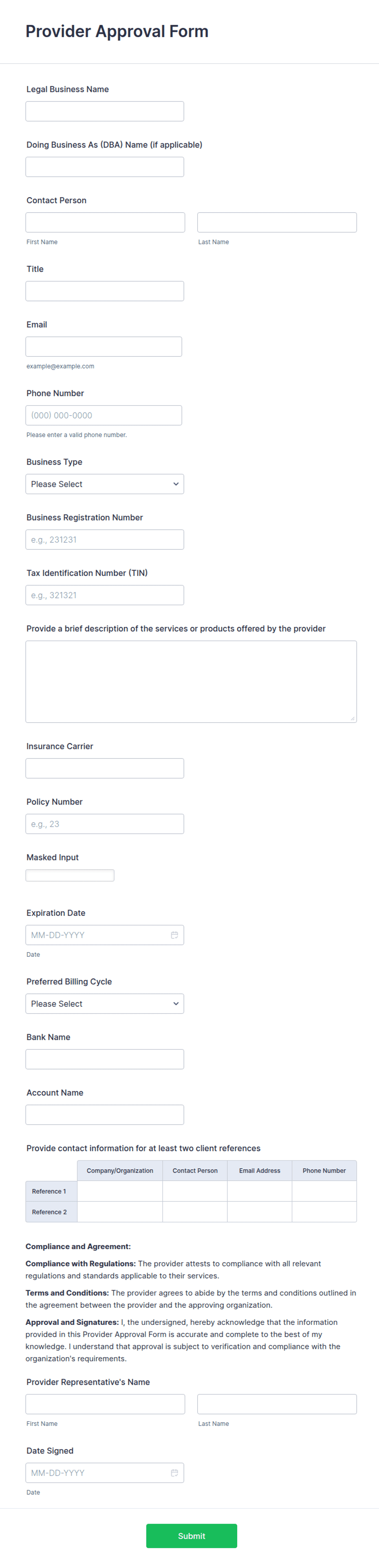 Provider Approval Form Template | Jotform