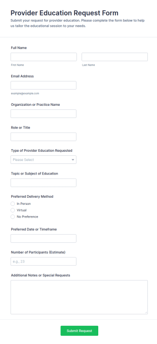 Provider Education Request Form Template