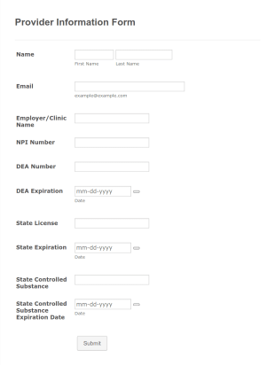 Healthcare Provider Information Form Template