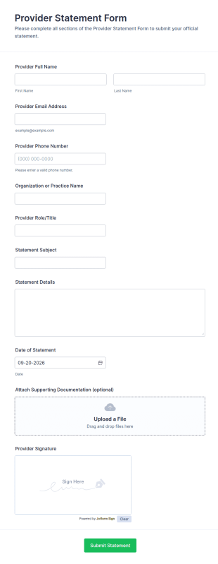 Provider Statement Form Template