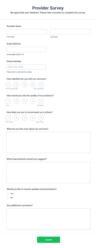 Provider Survey Form Template