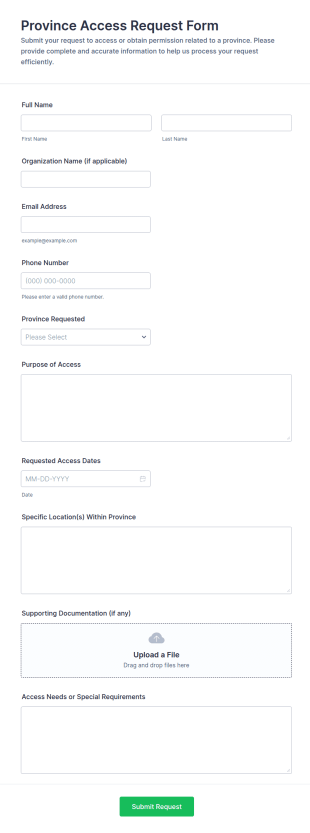 Province Access Request Form Template