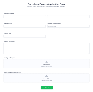 Provisional Patent Application Form Template