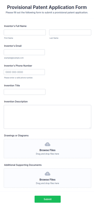 Provisional Patent Application Form Template