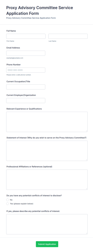Proxy Advisory Committee Service Application Form Template