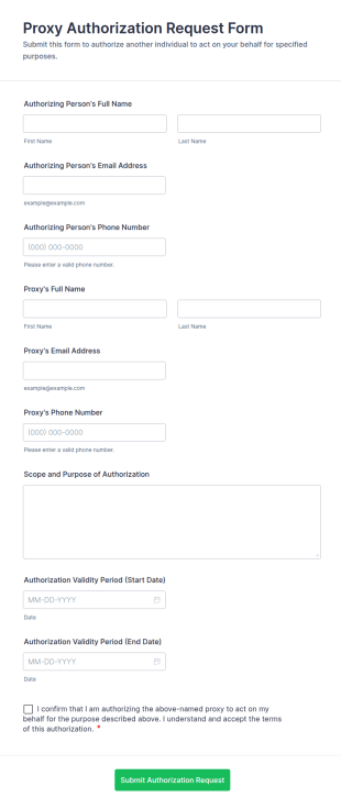 Proxy Authorization Request Form Template