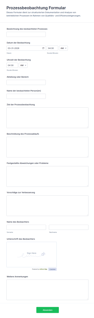 Prozessbeobachtung Formular