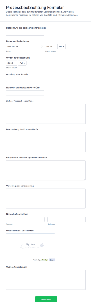 Prozessbeobachtung Formular