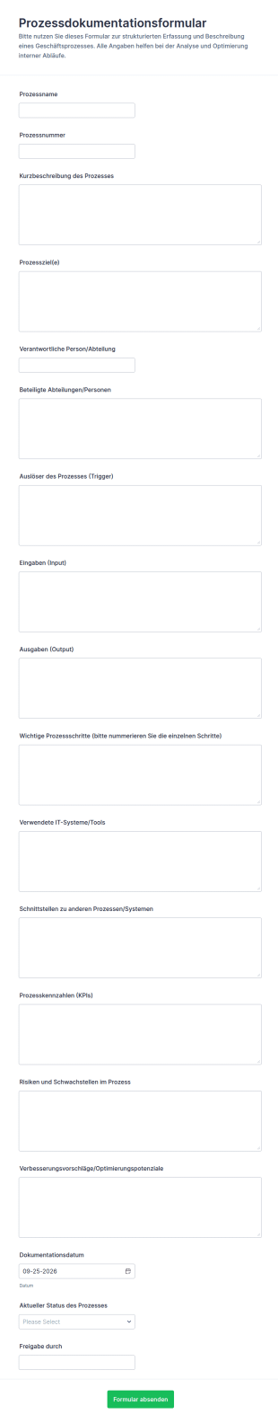 Prozessdokumentationsformular