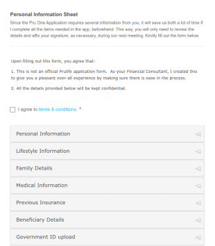 PRU: Personal Information Sheet Sample Form Template