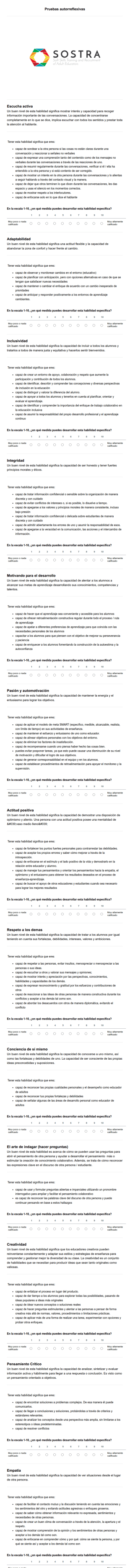 Prueba Auto Reflexión De Habilidades Interpersonales