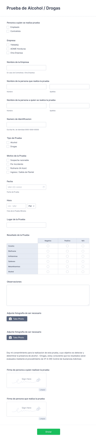 Prueba De Alcohol / Drogas