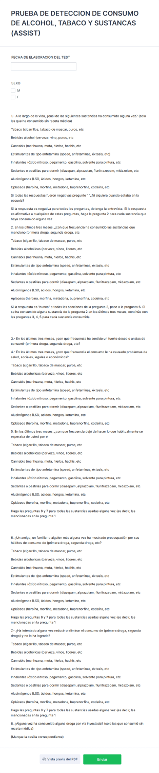 Prueba De Deteccion De Consumo De Alcohol, Tabaco Y Sustancas (Assist)